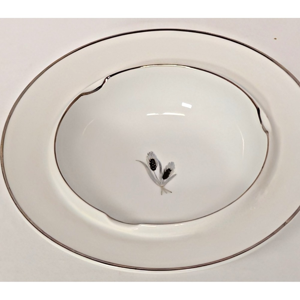 Fukagawa Arita Hand-Painted Large Ashtray 928 Silver Wheat/Trim 6"